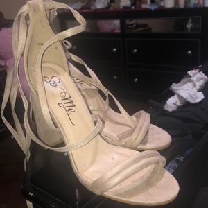 Suede-Like Nude Heels